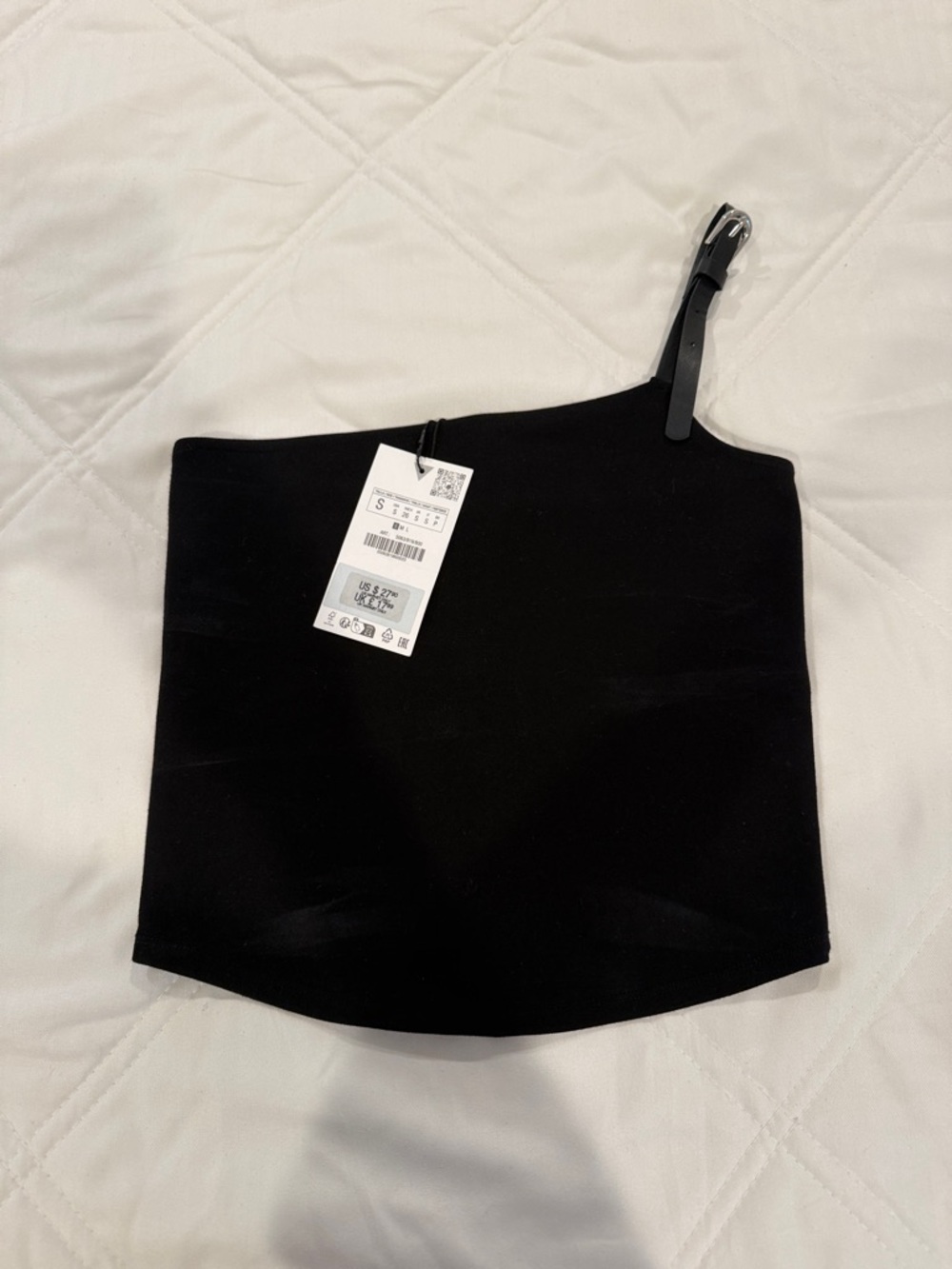 Zara Black One-Shoulder Tank Top